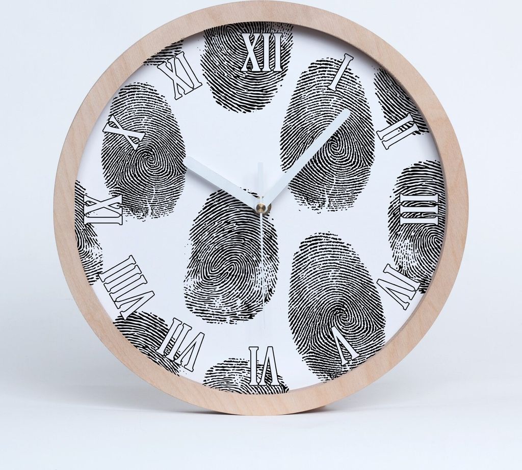 Holzuhr 25fi cm wanduhr - weiße Spitzen - Fingerabdrücke