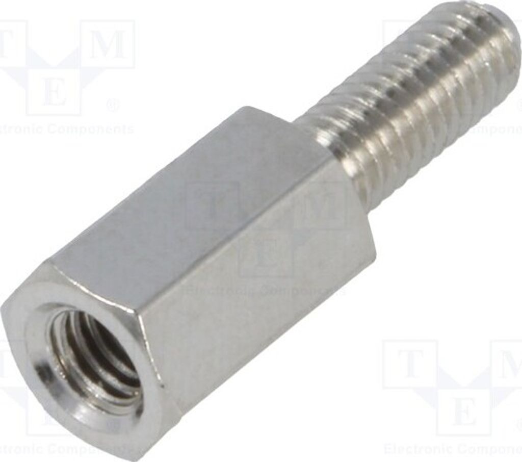 10x Distanzmuffe mit Gewinde 8mm Außengew: M3 Innengew: M3 Messing Distanzelement