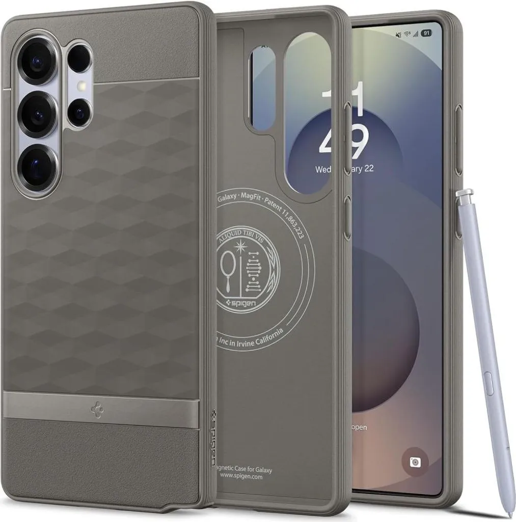 Custodia Spigen Parallax Mag S25 Ultra Ash Gray - Design 3D e MagSafe