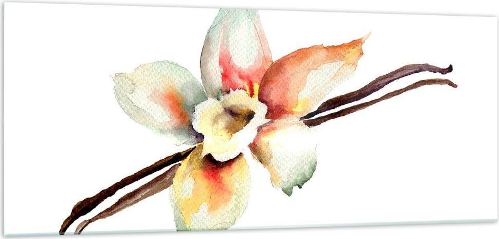 Bilder auf glas - Vanille Gewürz Blume Pflanze - 100x40cm - Glasbilder - Wandbilder - Kunstdruck - zum Aufhängen bereit - Wanddekoration aus Glas...