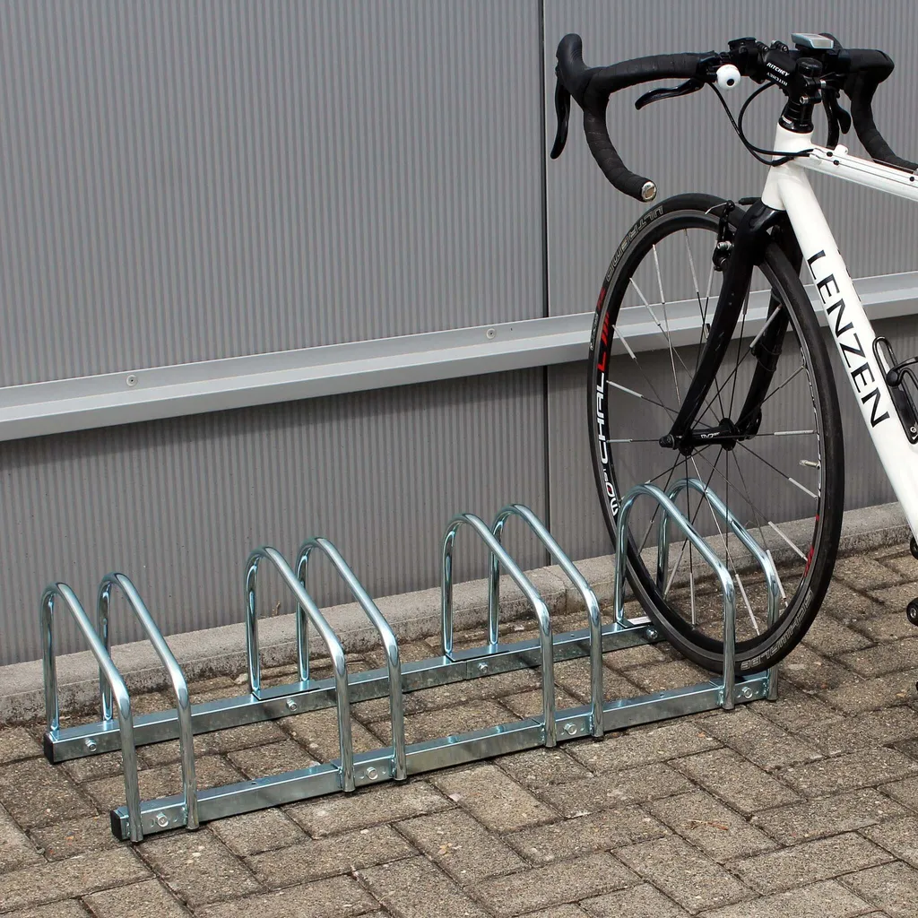 Support Vélo au Sol pour 4 Places, Range-vélo Extensible en Acier A3