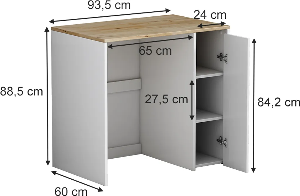 Gagnez de la Place au-dessus du Lave-Linge : Meuble Vicco Blanc 93,5 cm