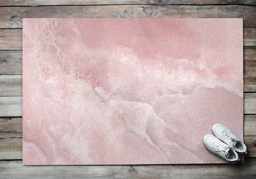 Fußmatte Aussen - Schuhmatte Haustür- Schmutzfangmatte Türvorleger - Outdoor Teppich Schmutzfänger - 150x100 cm - Abstraktion in Rosa -Schatten