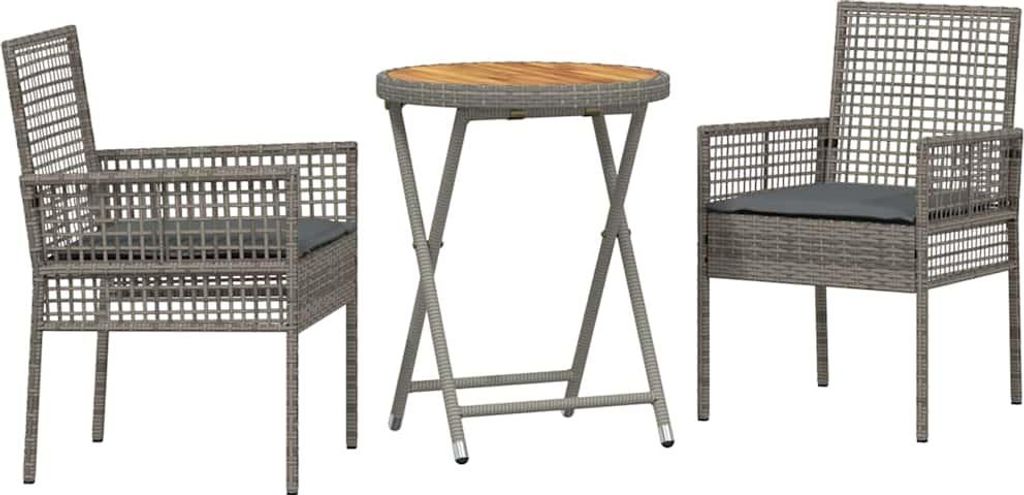 Garten Bistro Set 3 pcs Grau Poly-Rattan