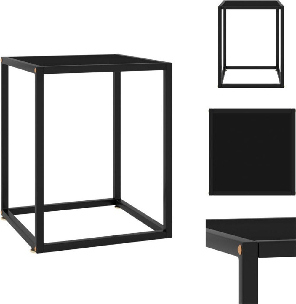 vidaXL Couchtisch Schwarz mit Schwarzem Glas 40x40x50 cm - Couchtische