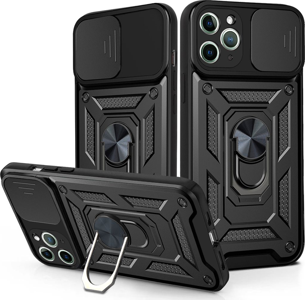 iPhone 11 Pro Hülle mit 360° Drehbarer Magnetische Ring Ständer Halter Dia Kameraschutz TPU Bumper Silikon Schutzhülle für iPhone 11 Pro Schwarz