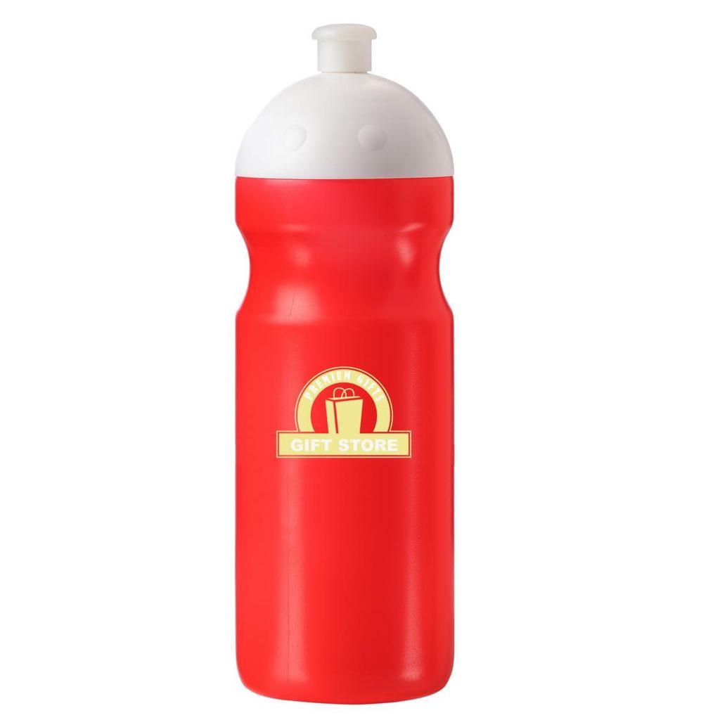 Sport-Trinkflasche 0,7 L rot mit Saugverschluss, Griffrille und Einhandbedienung