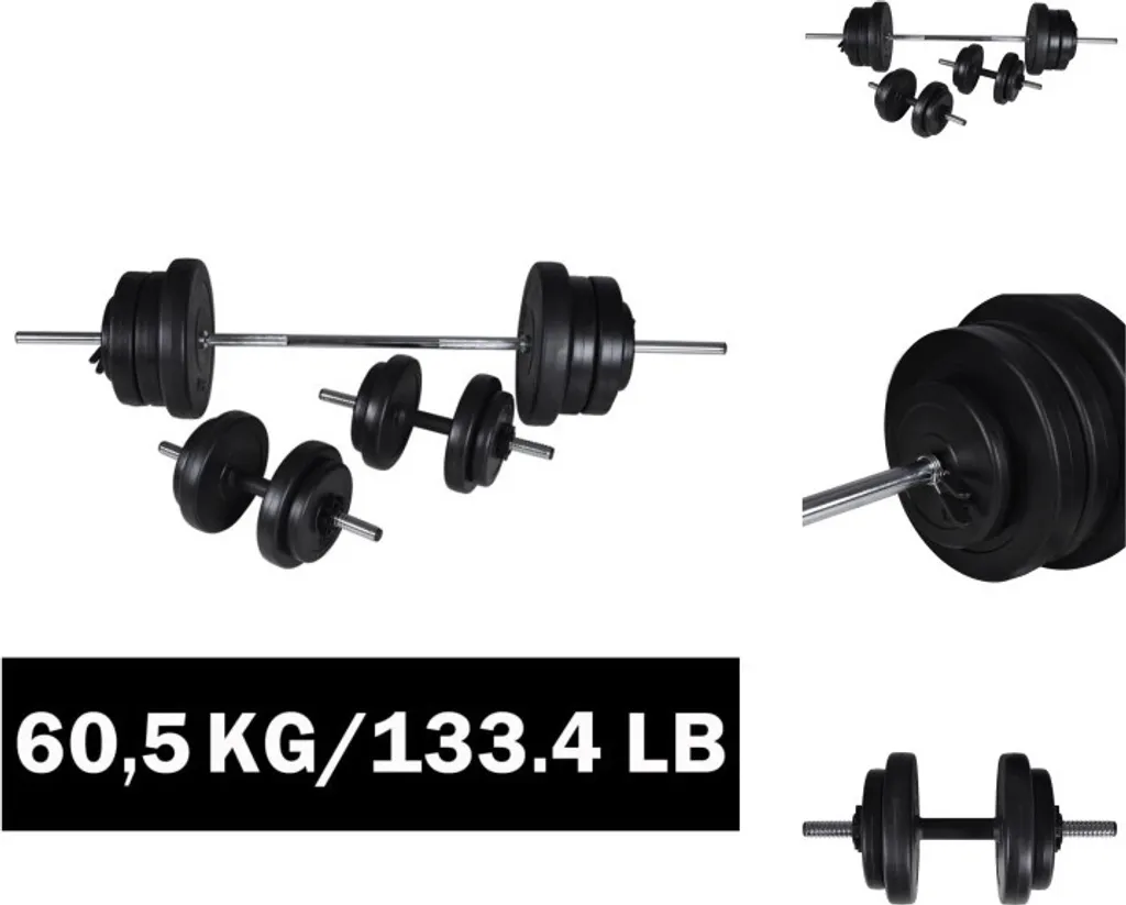 Kit haltères et poids complet 60,5kg pour fitness et musculation