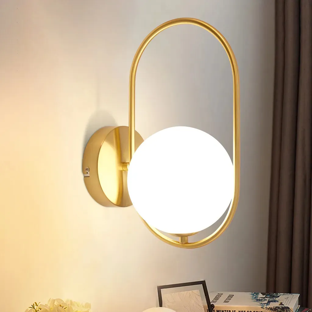 ZMH Lampada Parete Notte Oro e Vetro G9 | Elegante Applique Camera