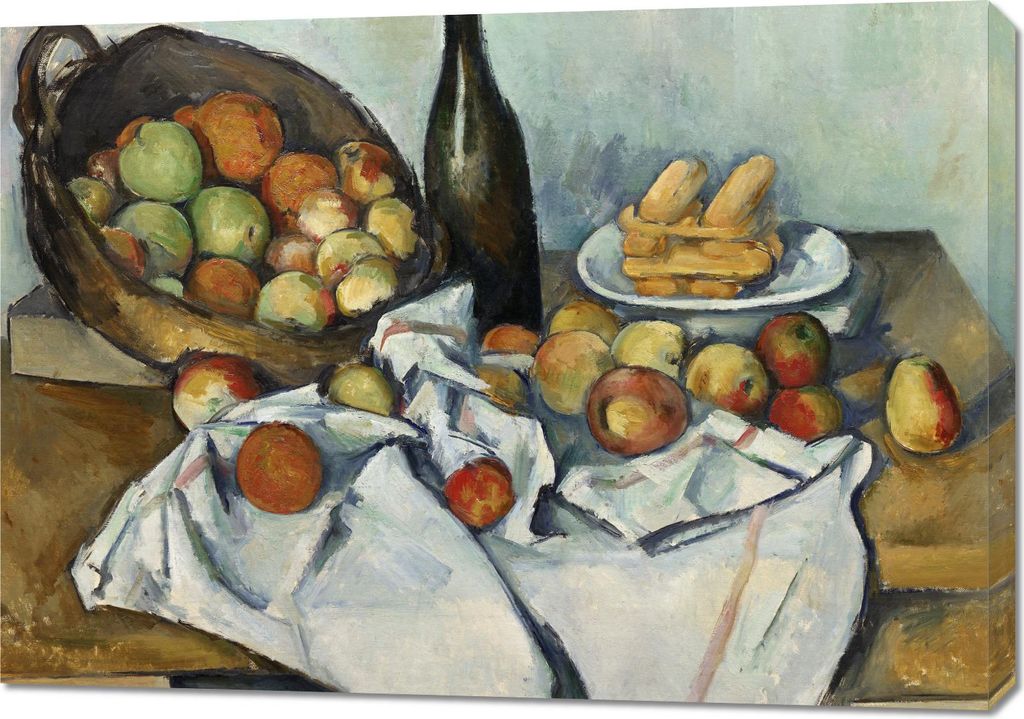 Bild 100x70cm Der Korb mit Äpfeln, Paul Cézanne Vintage für das Wohnzimmer