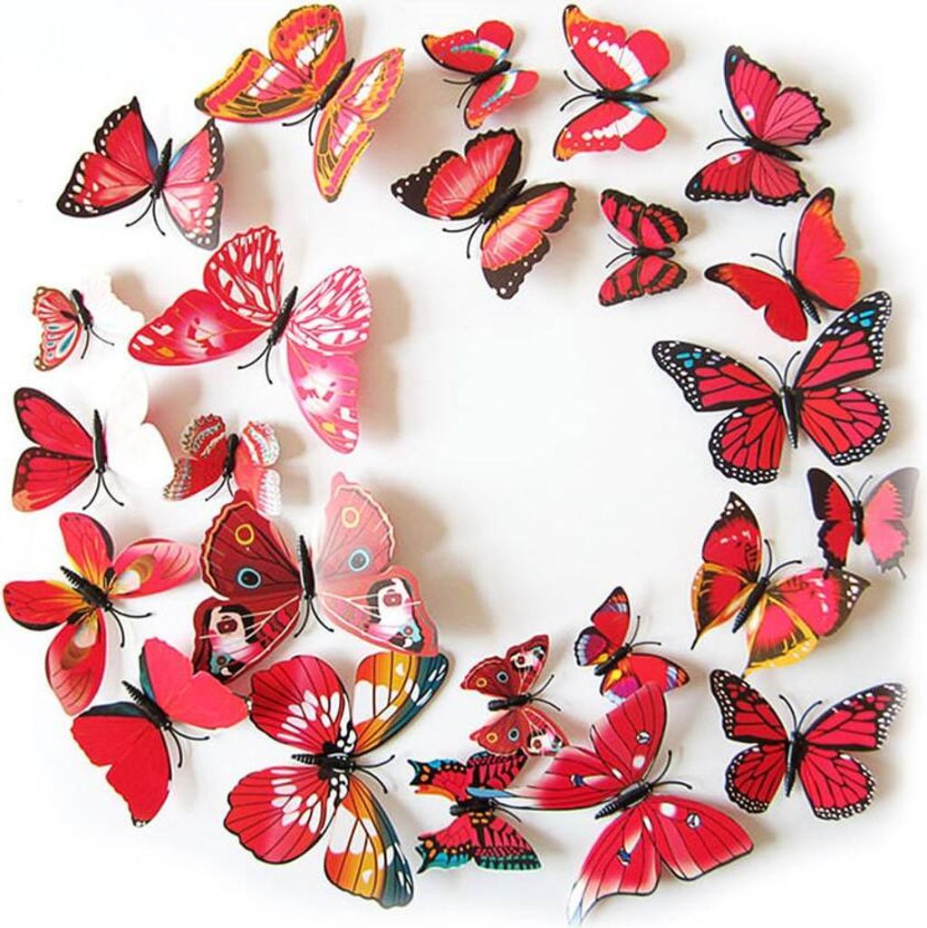 Oblique Unique 3D Schmetterlinge 12er Set für die Wand zum Produktbild 
