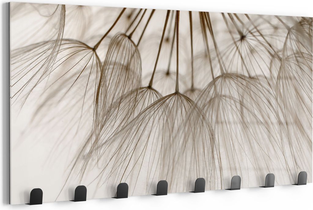 DEQORI Kleiderhaken Glas 60x30 cm 'Pusteblumenpoesie' Wand Garderobe beschreibbar Paneel