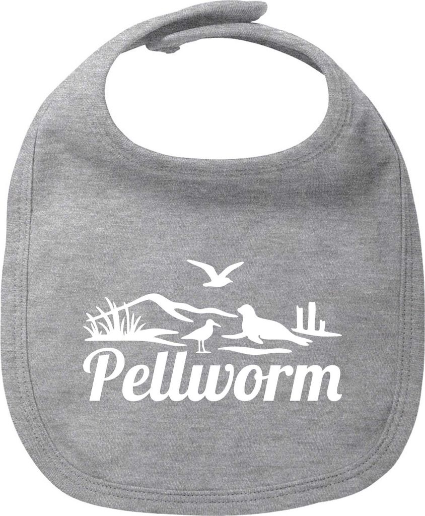 Huuraa Baby Lätzchen Pellworm Strandmotiv Heather Grey Klettverschluss Baumwolle Latz Geschenkidee