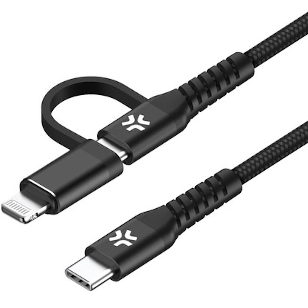 Celly 2 in 1 USB-C > USB-C + Lightning Kabel