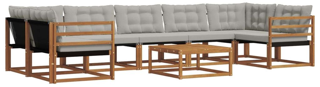 vidaXL Outdoor-Sofagarnitur mit Kissen 8 pcs Natürlich und Hellgrau