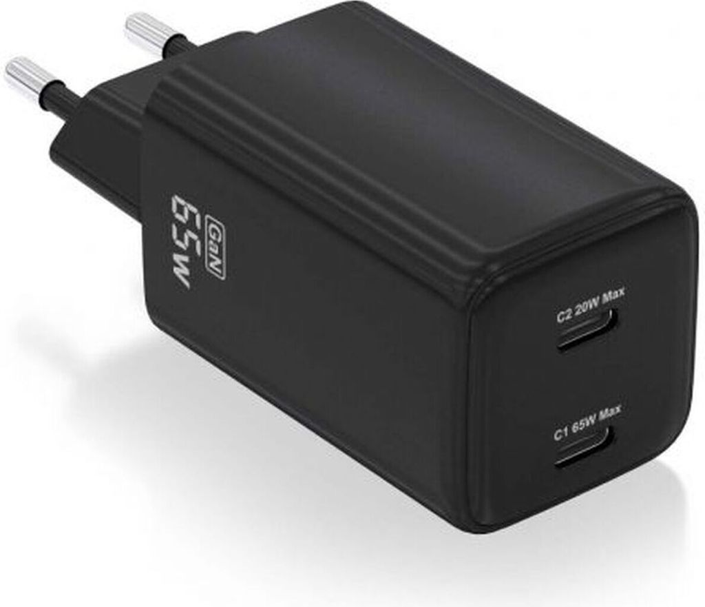 Aisens GaN Wall Charger ASCH-65W2P040-BK/ 2xUSB Type-C/ 65W Produktbild 