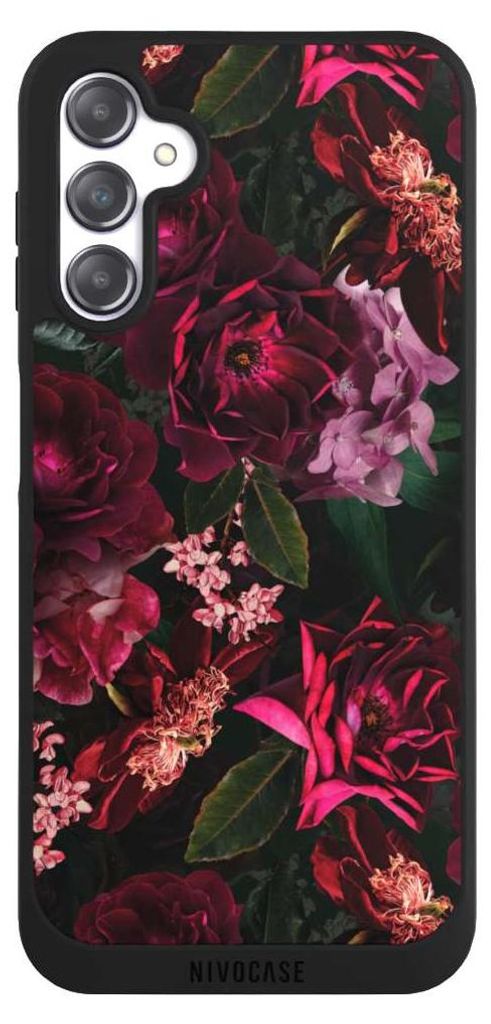 NIVOCASE Handyhülle für Samsung Galaxy A14 5G Hülle NIVOpure Case Schwarz Blumen Blüte Rose