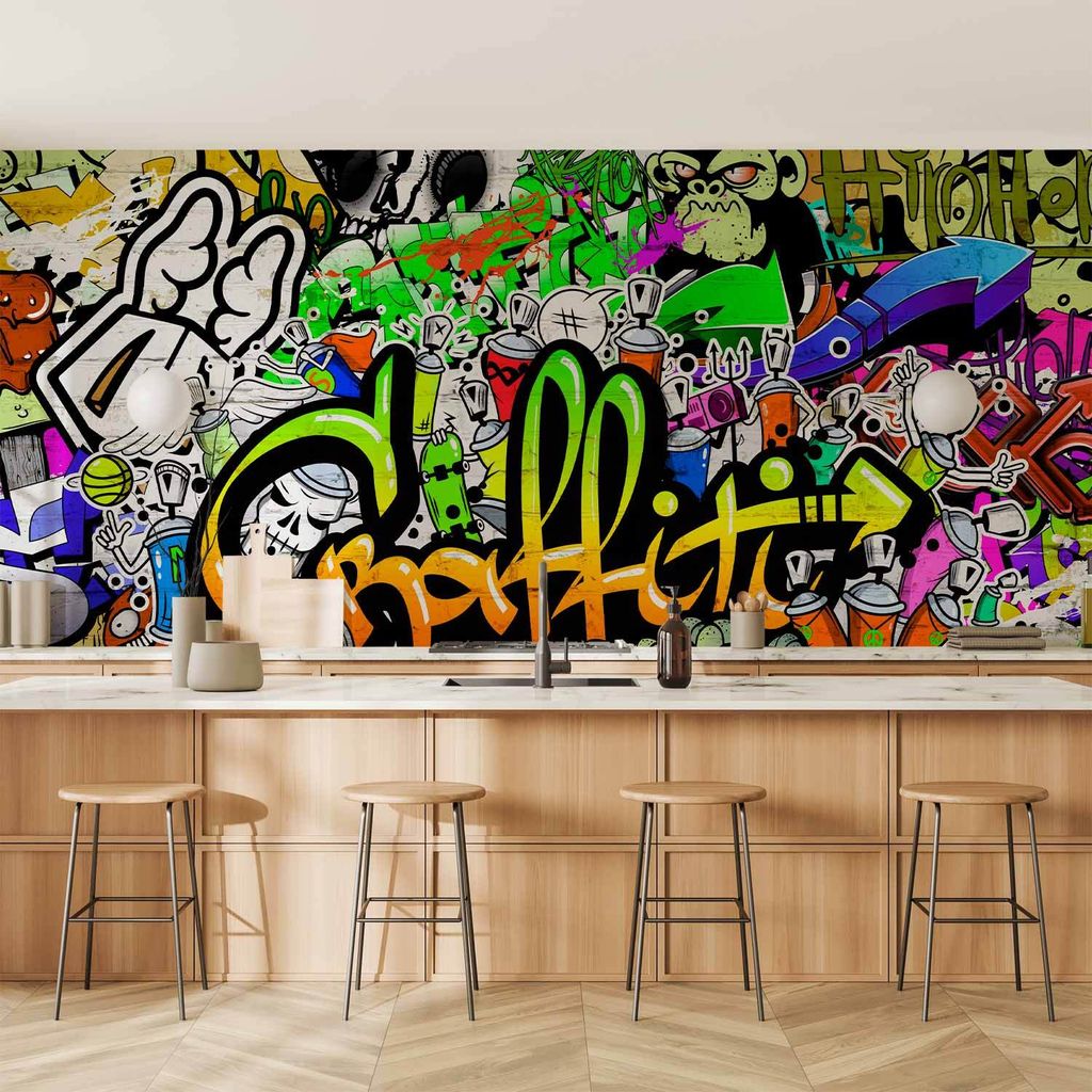 Vlies Fototapete - Graffiti on the Wall 350x256 cm Streetart f-A-0348-a-d