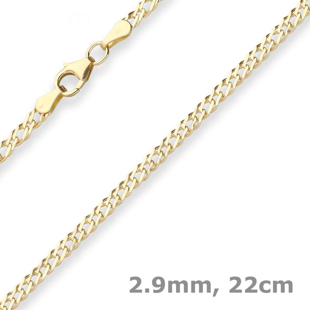 2,9mm Armband Zwillingspanzerkette Armschmuck aus 333 Gold Gelbgold 22cm