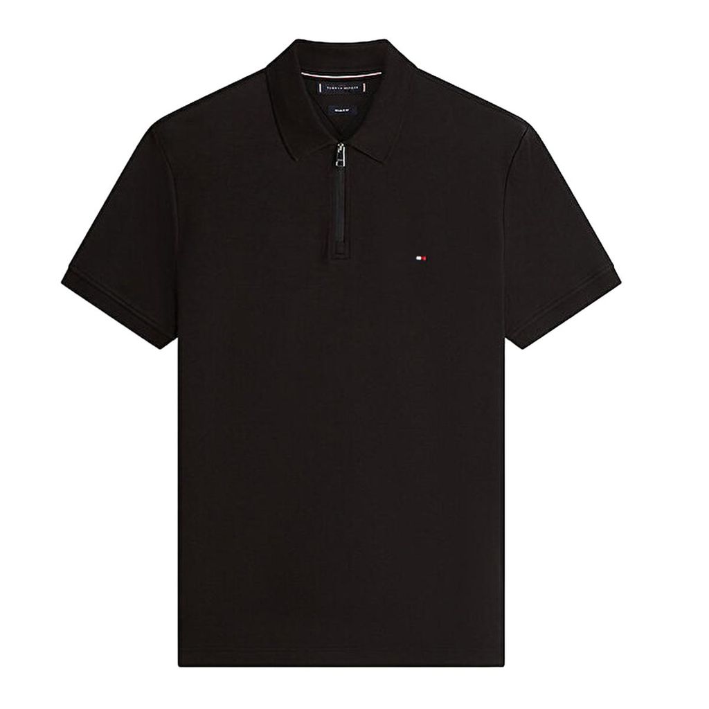 Tommy Hilfiger Herren Polo Shirt Regular Fit Zip Schwarz Produktbild 