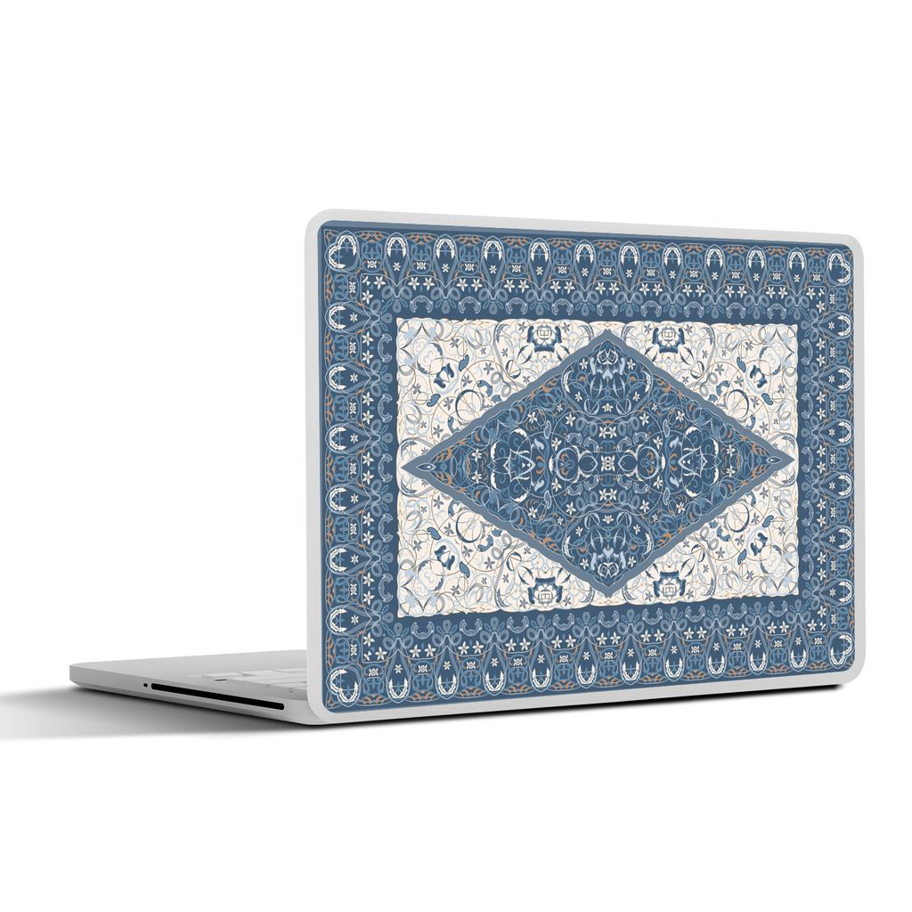 MuchoWow Laptop Aufkleber Sticker Cover Teppich - Perserteppich - Blau 25x18 cm - Laptop-Deko