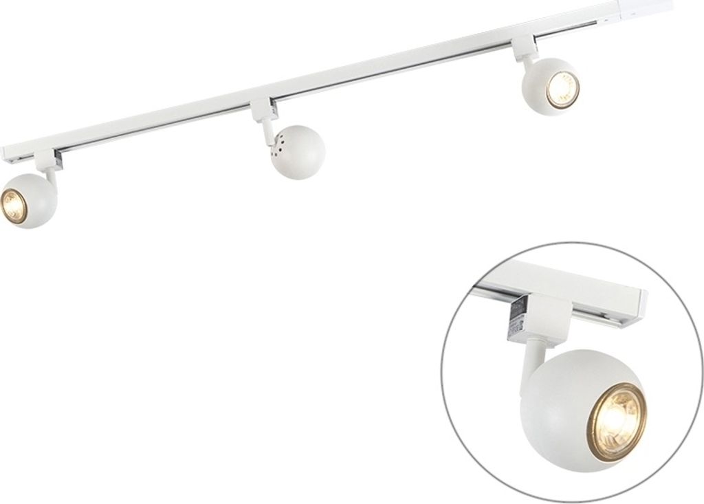 QAZQA - Modern Schienensystme Gissi 3-flammig Spotbalken weiß I Wohnzimmer I Schlafzimmer - Aluminium Länglich - LED geeignet GU10