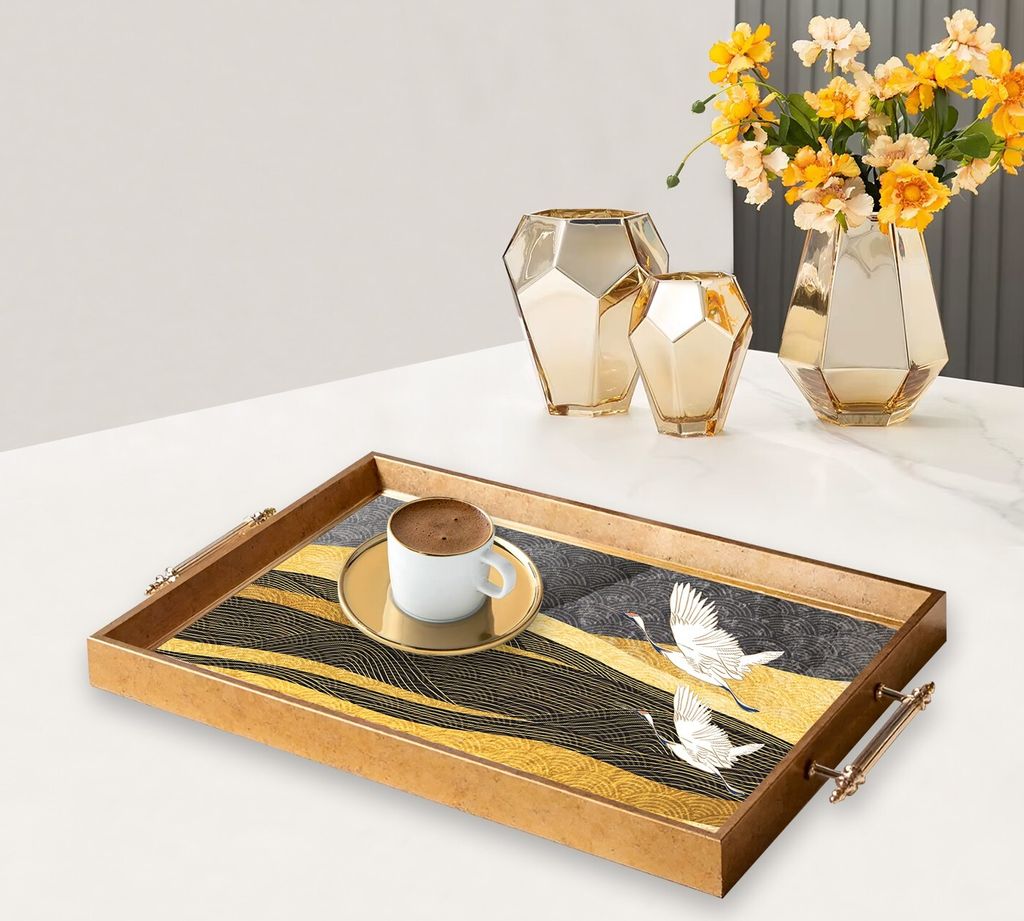 Evila Originals, TPEA9858, Tablett, Mehrfarbig, 100 % GLAS, 50 x 29 x 3,5 cm