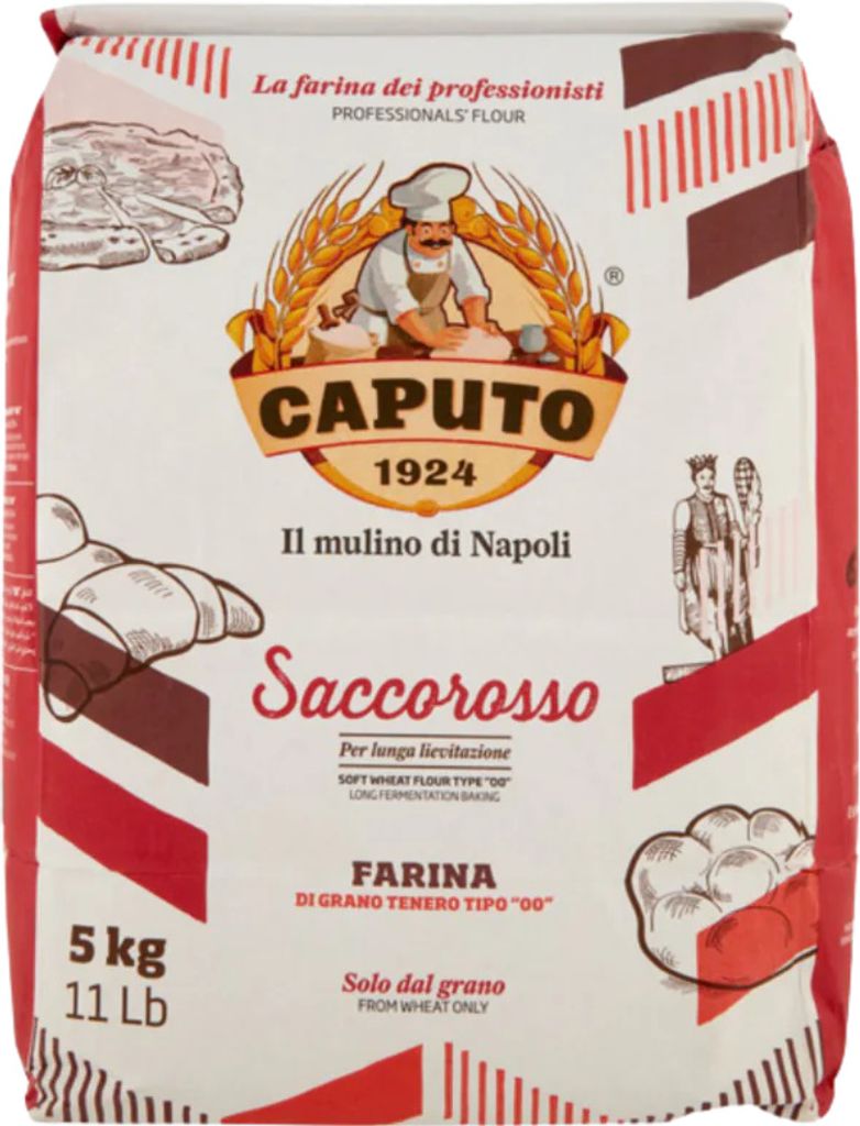 A bag of Caputo Saccorosso flour.