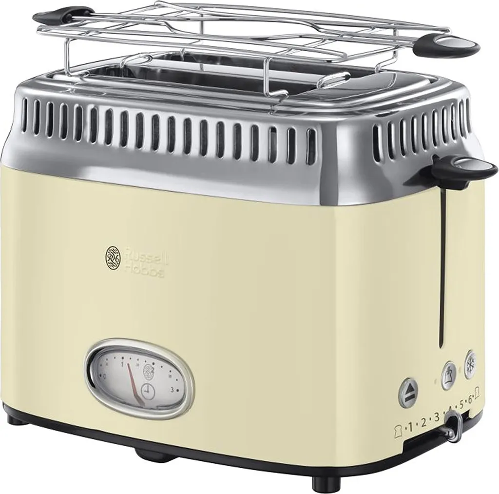 Russell Hobbs Retro Grille-pain 2 Fentes Beige Vintage - Style et Précision