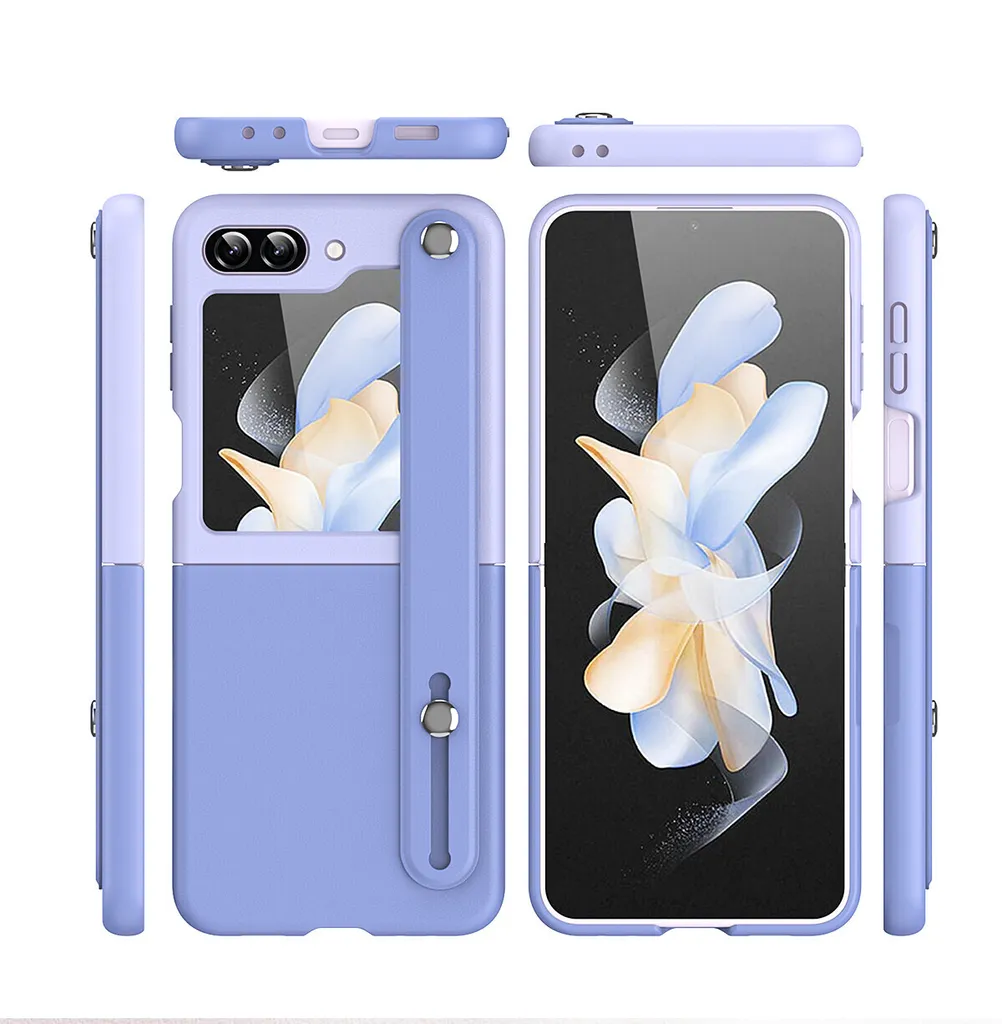 Custodia Samsung Z Flip 6 & 7 FE Blu: Hard PC con Kickstand e Strap - 2