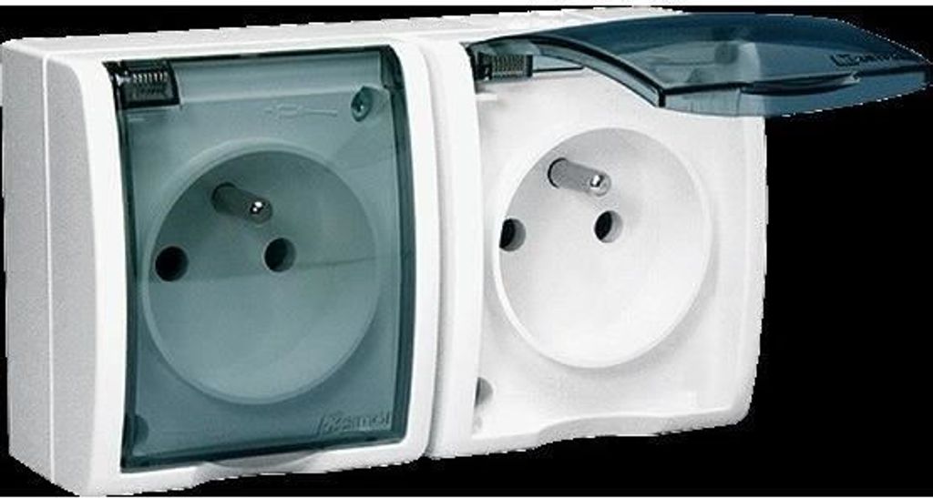 Aquarius Hermetische Steckdose. 2-Fach Mit/Mit Ip54, Rauchklasse, Weiss - E00000-54962