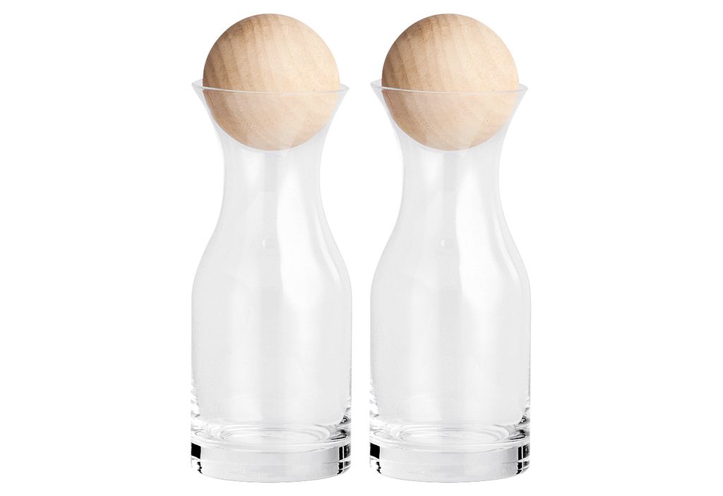 Zeller Present Glaskaraffen-Set mit Holzkugel 250ml Ø6,5cm Produktbild 