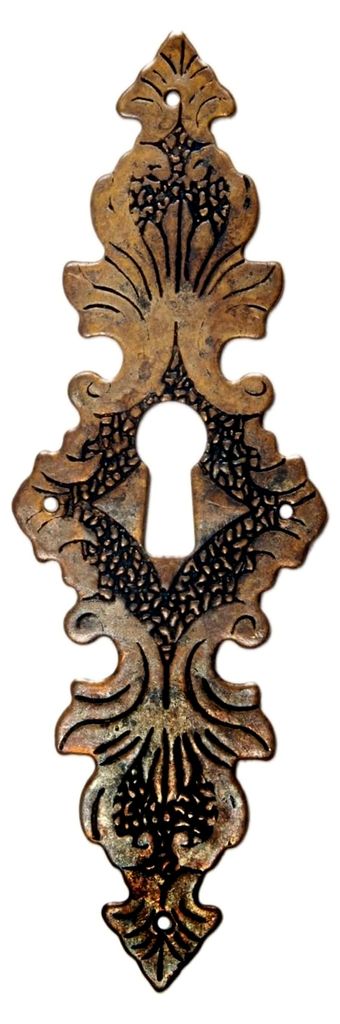 Möbelgriff Schlüsselschild aus Messing im Gründerzeit-Stil