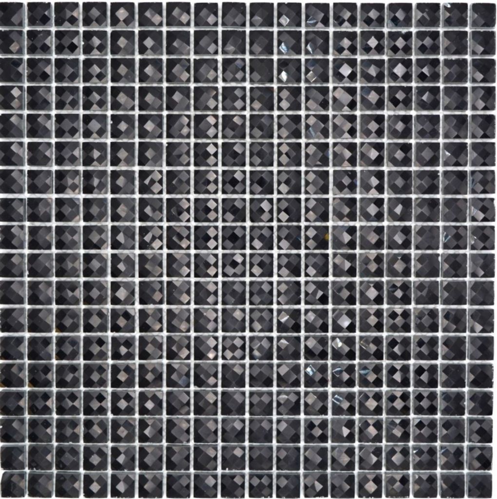 Glasmosaik QUADRAT CRYSTAL GLITZER SCHWARZ MOS130-B824 1 Matte
