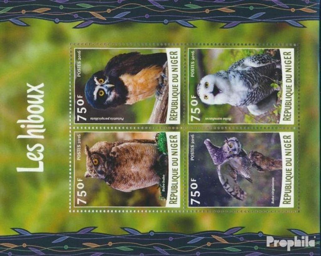 Briefmarken Niger 2016 Mi 4127-4130 Kleinbogen (kompl. Produktbild 