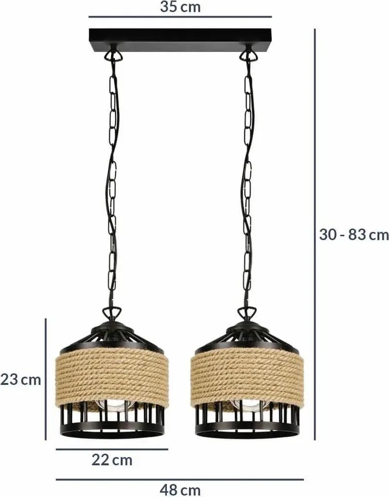 Suspension Réglable KOLOSEUM 2 : Solution Éclairage Boho Jute et Noir