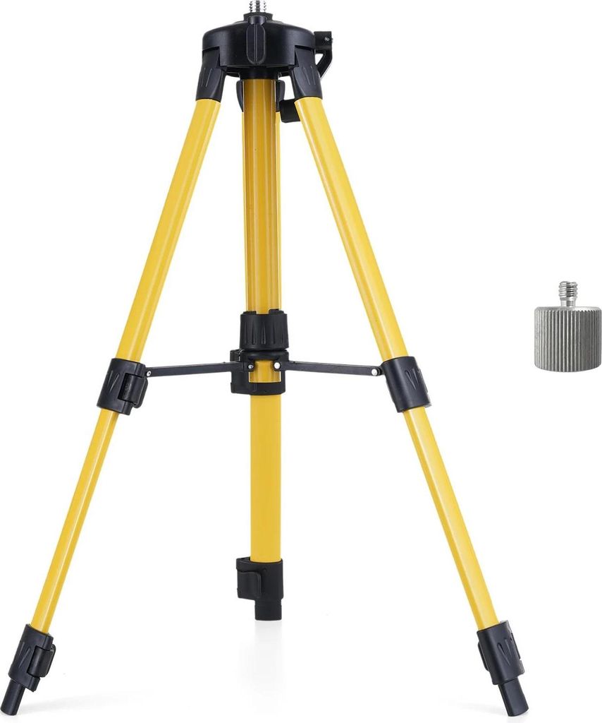Stativ für Laser-Nivelliergerät - Tripod mit Verlängerungsstange - 1 m Höhe - Verstellbar in 3 Höhen - 1,59 cm Gewinde - Adapter 1,59 cm auf 0...