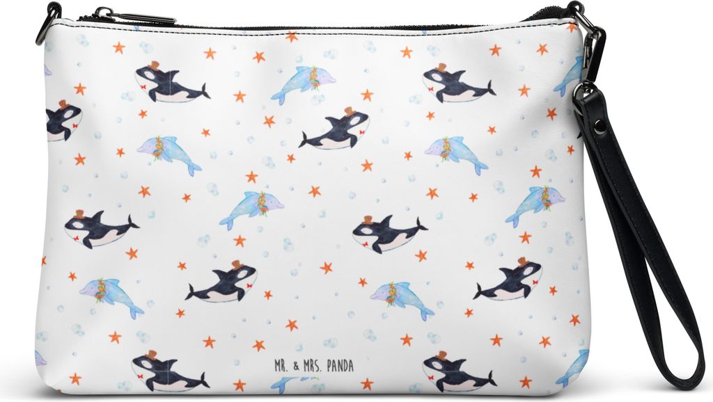 Mr. & Mrs. Panda Damenhandtasche Orca Zylinder - Weiß - Geschenk, Damen Umhängetasche, Fete, Crossover-Tasche, Narwal, Clutch, Glückwunsch, Hand...