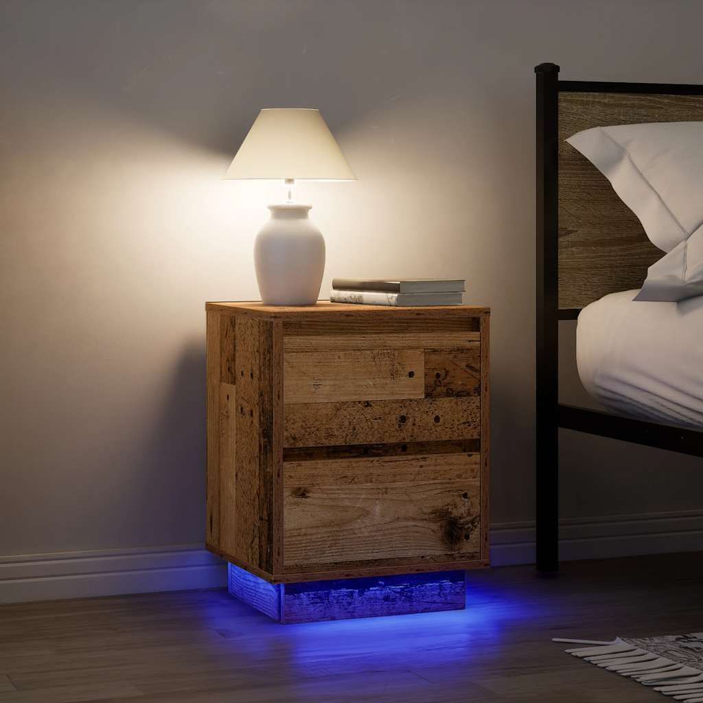 Maison Exclusive - Nachttische mit LED-Leuchten 2 Stk. Altholz-Optik 38x34x50 cm