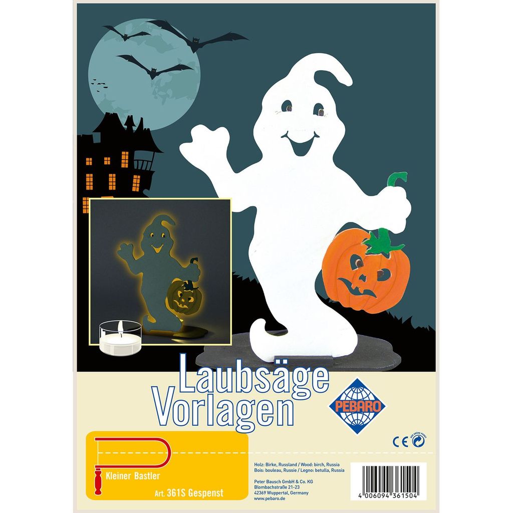 PEBARO Laubsägevorlage Gespenst, Teelichthalter