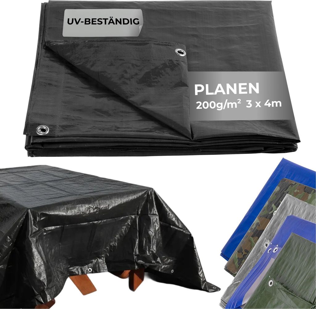 Plane Tarpaulin Strong 3x4 m, 200 g/m, Abdeckplane, Produktbild 
