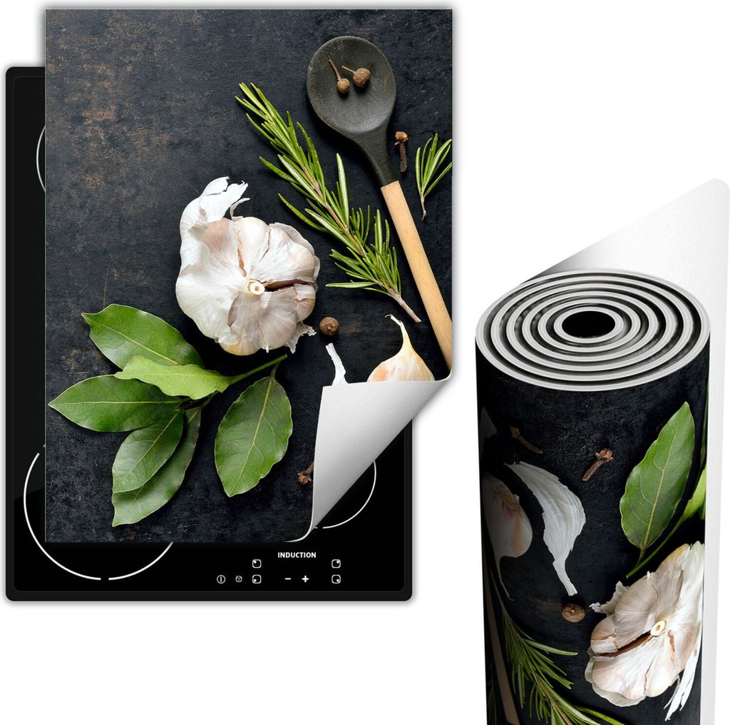 Herdabdeckplatten Glaskeramikfeldabdeckung 40x52 cm Anti Rutsch Matte Aufrollbar, Gewürze Schiefer