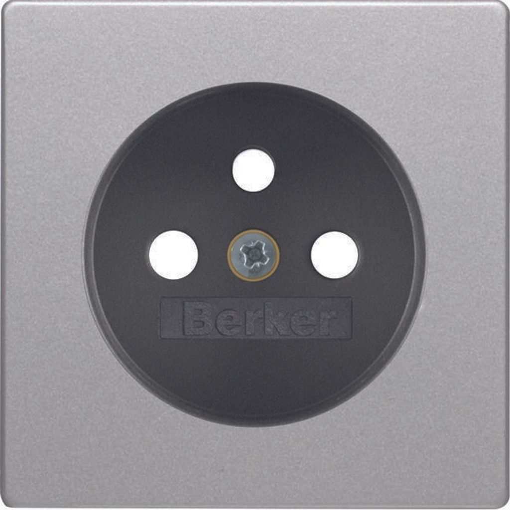 HAGER BERKER Q.x Zentralplatte mit Shutter für Dose mit Schutzkontakt aluminium aksamit lackiert