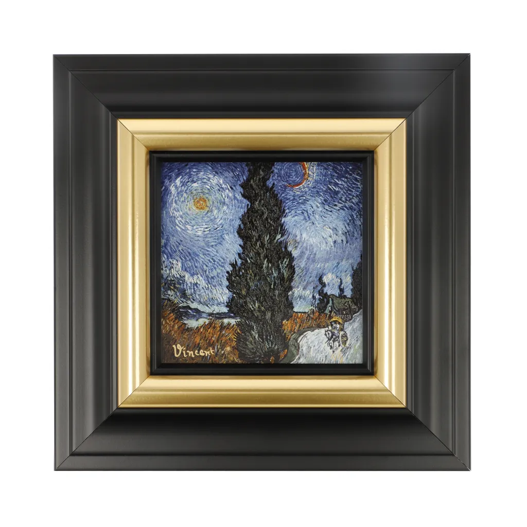 Tableau Goebel Van Gogh Landstrasse bei Nacht en Grès - Décoration Murale