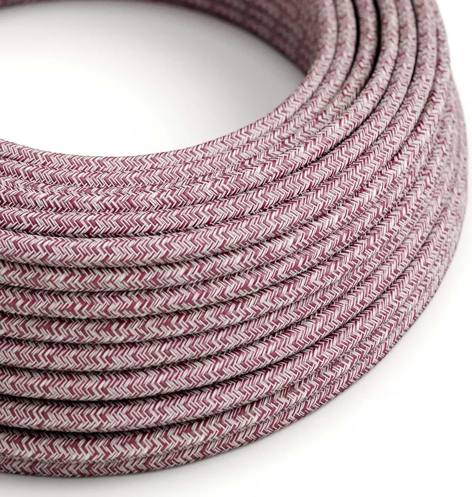 Fil électrique rond Tweed Burgundy RS83 en coton et lin - Bobine 50m
