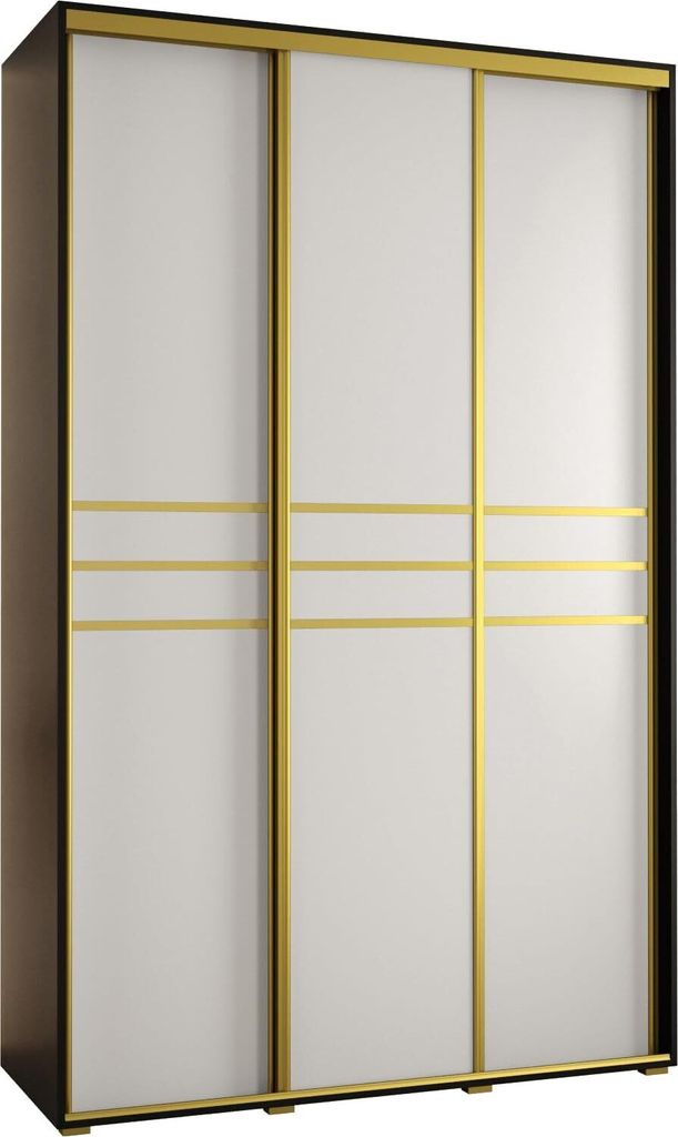 MEBLE KRYSPOL Davos 10 Schrank, drei Türen - 235,2x150x60 cm - Schwarz Weiß Gold