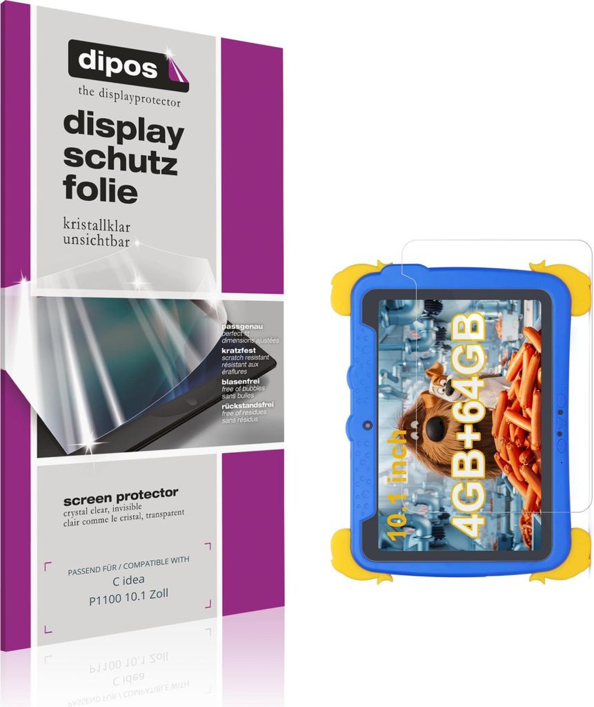 2x Schutzfolie für C idea P1100 10.1 Zoll klar Displayschutzfolie Folie Display Schutz dipos