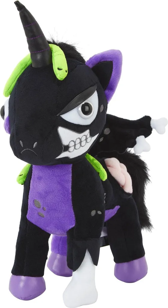 Doudou Licorne Zombie Kreeptures Killstar Peluche Démon Noir et Rose