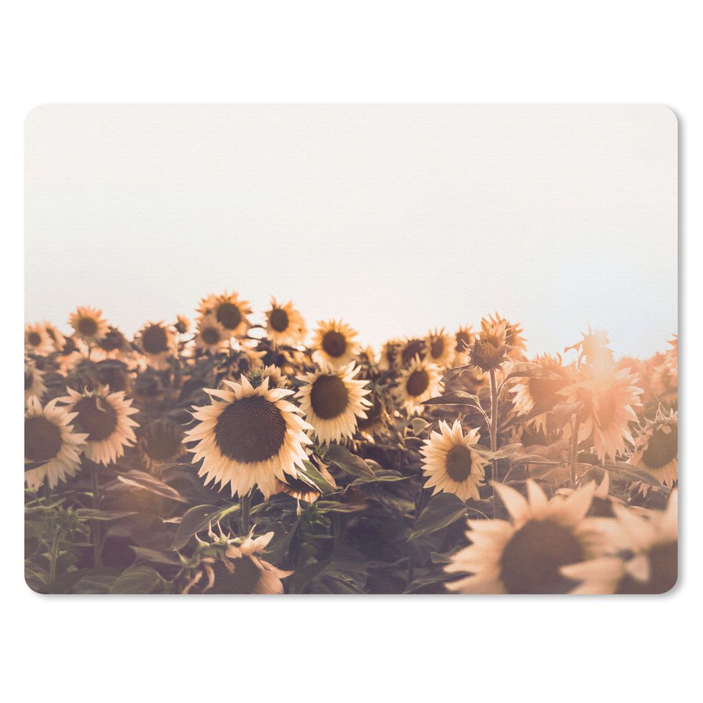 MuchoWow Mauspad Mousepad Sonnenblumen - Feld - Sonnenuntergang - Blumen - Gelb 23x19 cm - Mousepads - Maus Mat - Pad - Mausunterlage - Schreibti...