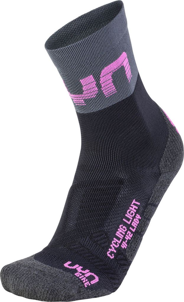 UYN Cycling Light Fahrradsocken Damen black/grey/rose violet 35-36